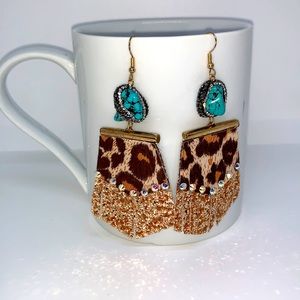 Gorgeous faux leather turquoise earrings NEW